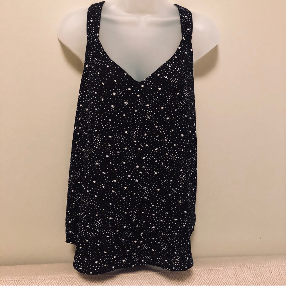Loft black tank with white stars